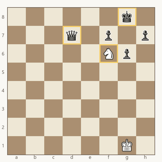 cavalo em f6 dando xeque no rei rocado e atacando a dama de d7 no mesmo lance