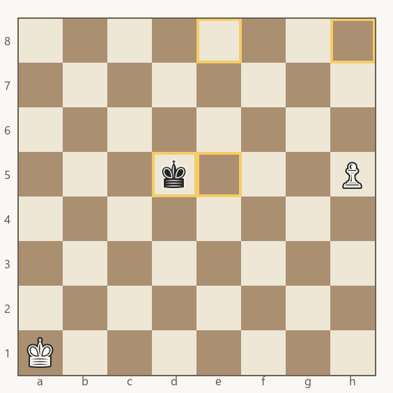 o rei preto em d5 está fora do quadrado do peão de h5, que vai de e5 a h8